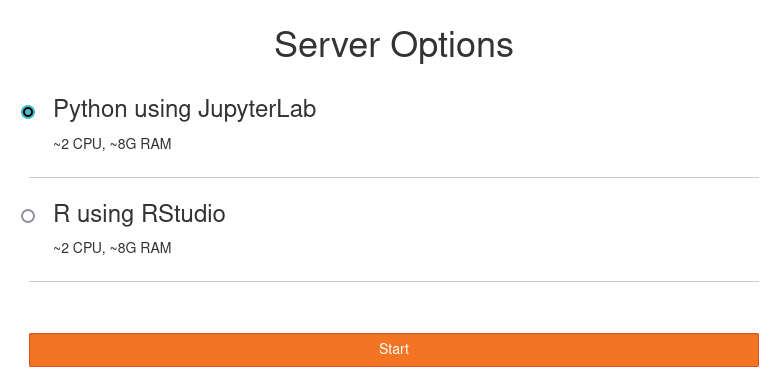 hub select Python or R